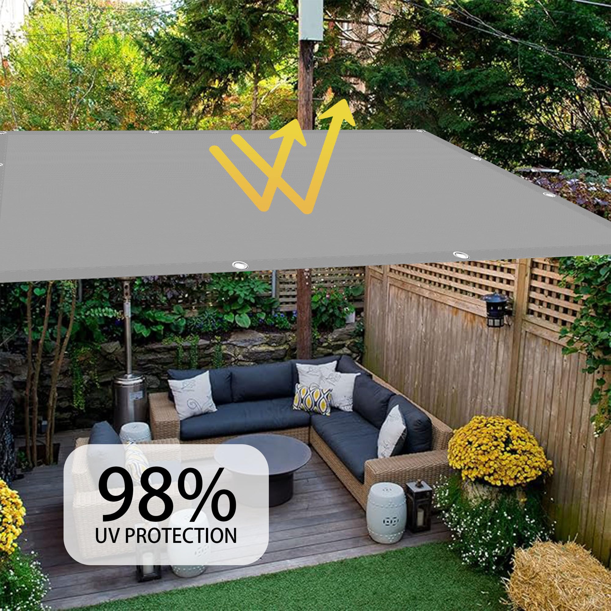 sonnensegel 2 50 x 5 00 Rechteckig 2.5 m UV Schutz Sonnensegel Balkon Segeltuch Sonnenschutz für Außenbereich, Garten, Camping, Terrasse, Hellgrau Color:0 NC 1 Stück HQ brandneue ambassador