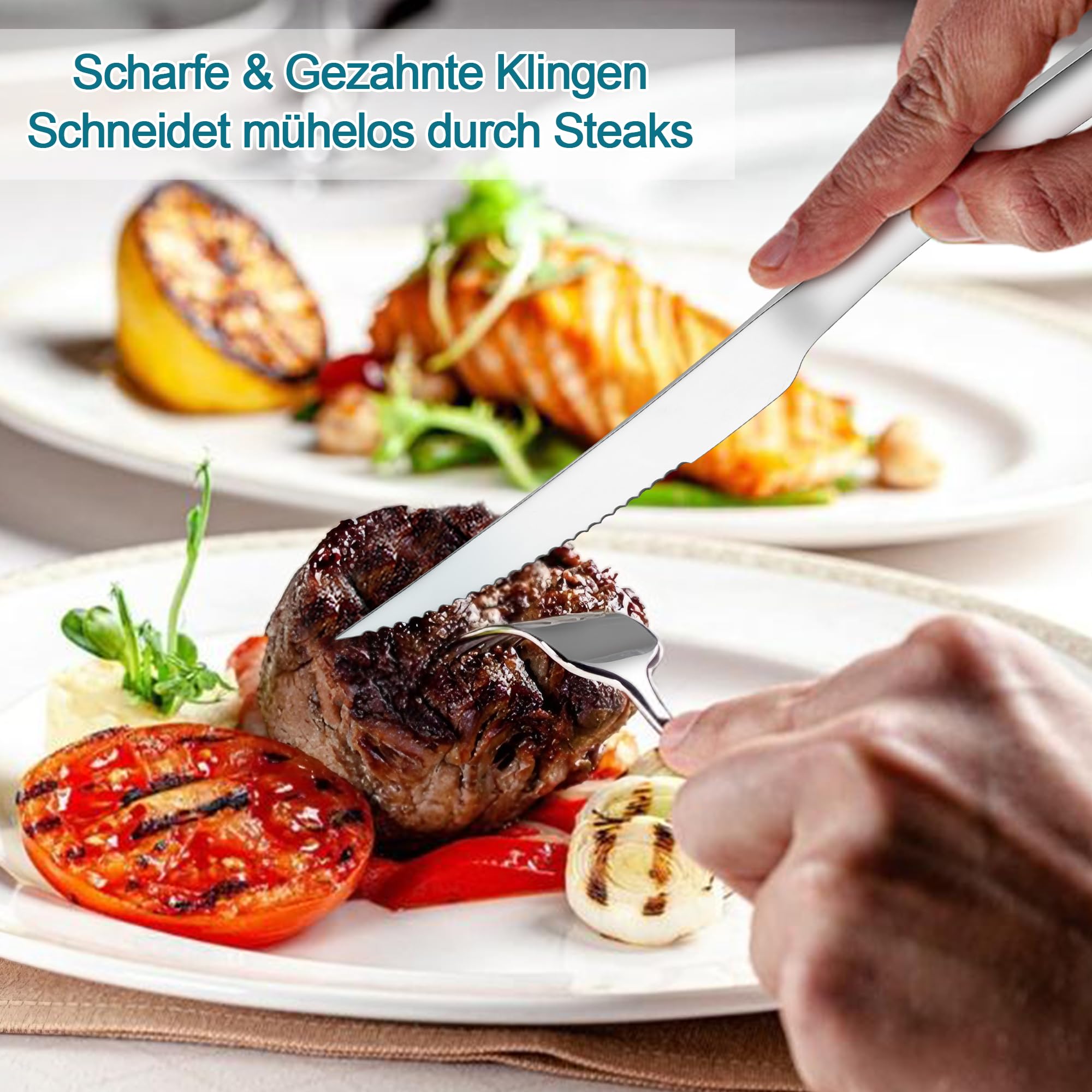 HaWare Steakmesser Set 12-teilig - Scharfe Tafelmesser Aus Edelstahl, Spülmaschinenfest & Spiegelpoliert
