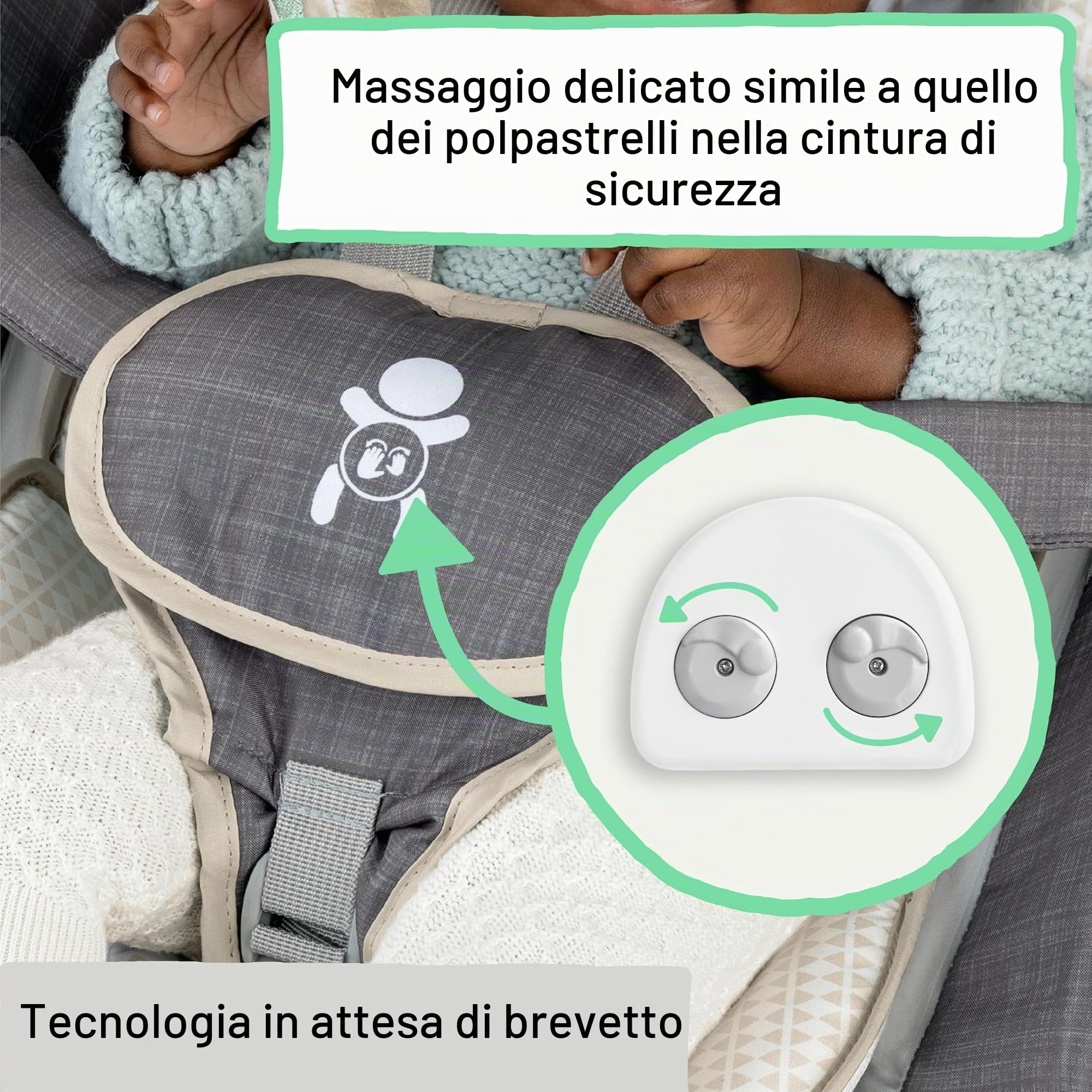 Ingenuity, Sedile sdraietta-dondolo Happy Belly, con musica, vibrazioni, barra dei giocattoli rimovibile bradipo di peluche, 0-6 mesi, grigio - Parker