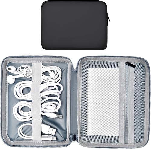 Miniatura 9 de Organizador de cables de cuero para viaje, impermeable, organizador de cables de viaje, portátil, organizador técnico, estuche de viaje para Verde