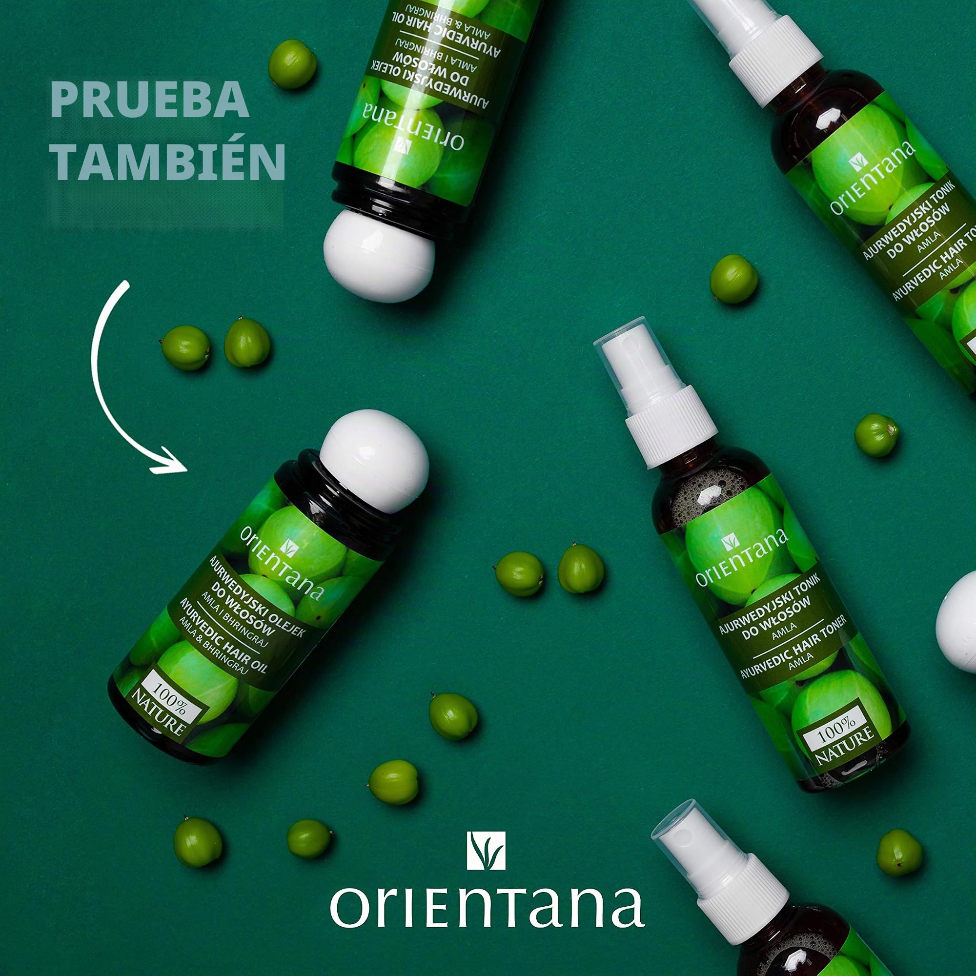 Orientana - Tónico capilar ayurvédico Amla | Fortalecedor de cabello antiinflamatorio sin aceite vegano 99.7% natural | Previene la caída del cabello | Aplicador en spray - 105ml