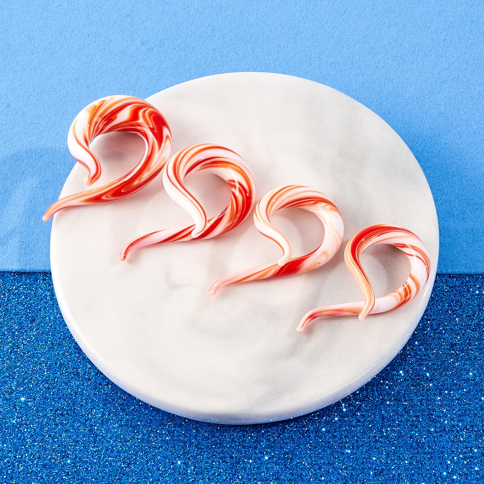 Stuppendux 2Pcs Ear Glass Spiral Tapers Plugs Tunnels Expander Hanger Gauges Earrings Stretching Body Piercings Jewelry: Style D 00G(10MM)