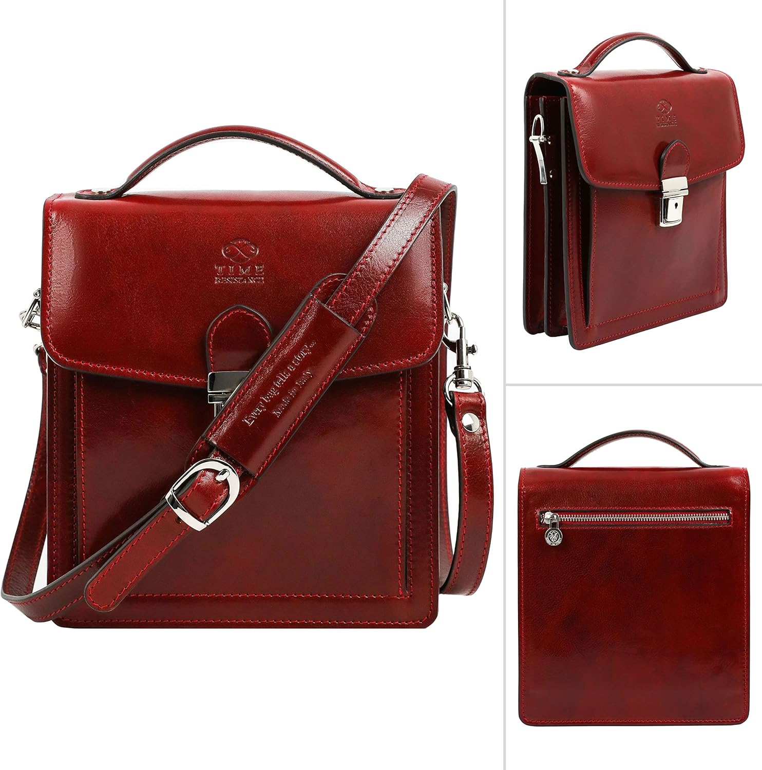 Miniatura 4 de Maletín pequeño de cuero para hombre, bolso cruzado - Resistencia al tiempo