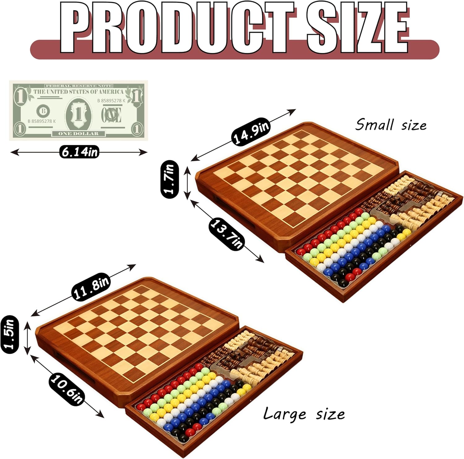 Top Natural Wood Chess Set - Travel Games Sets with Board Games Gift, Chess Gifts & Pieces (Small)