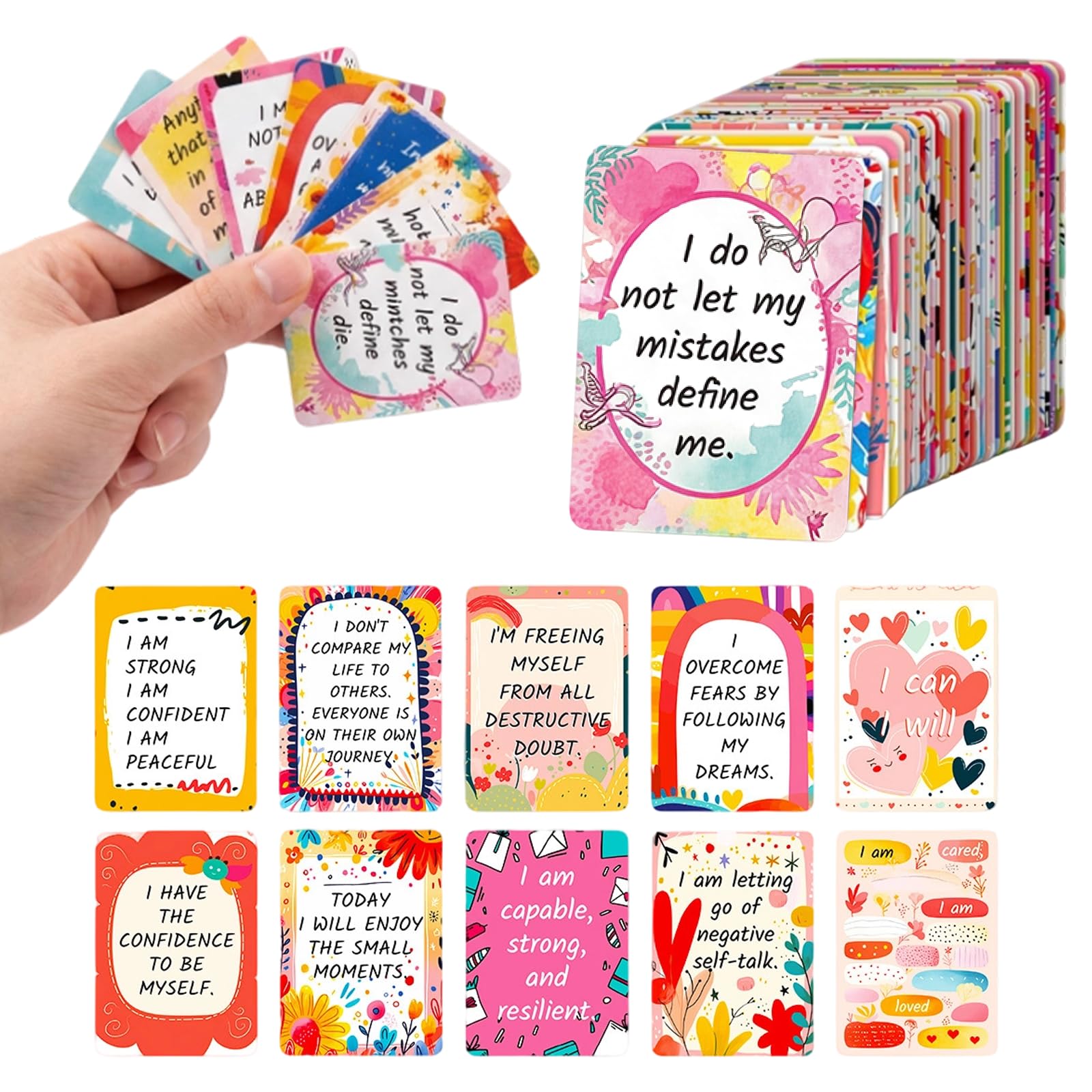 100Pcs Positive Affirmation Cards, Inspirational Quotes Motivational Card for Students Coworkers Staff