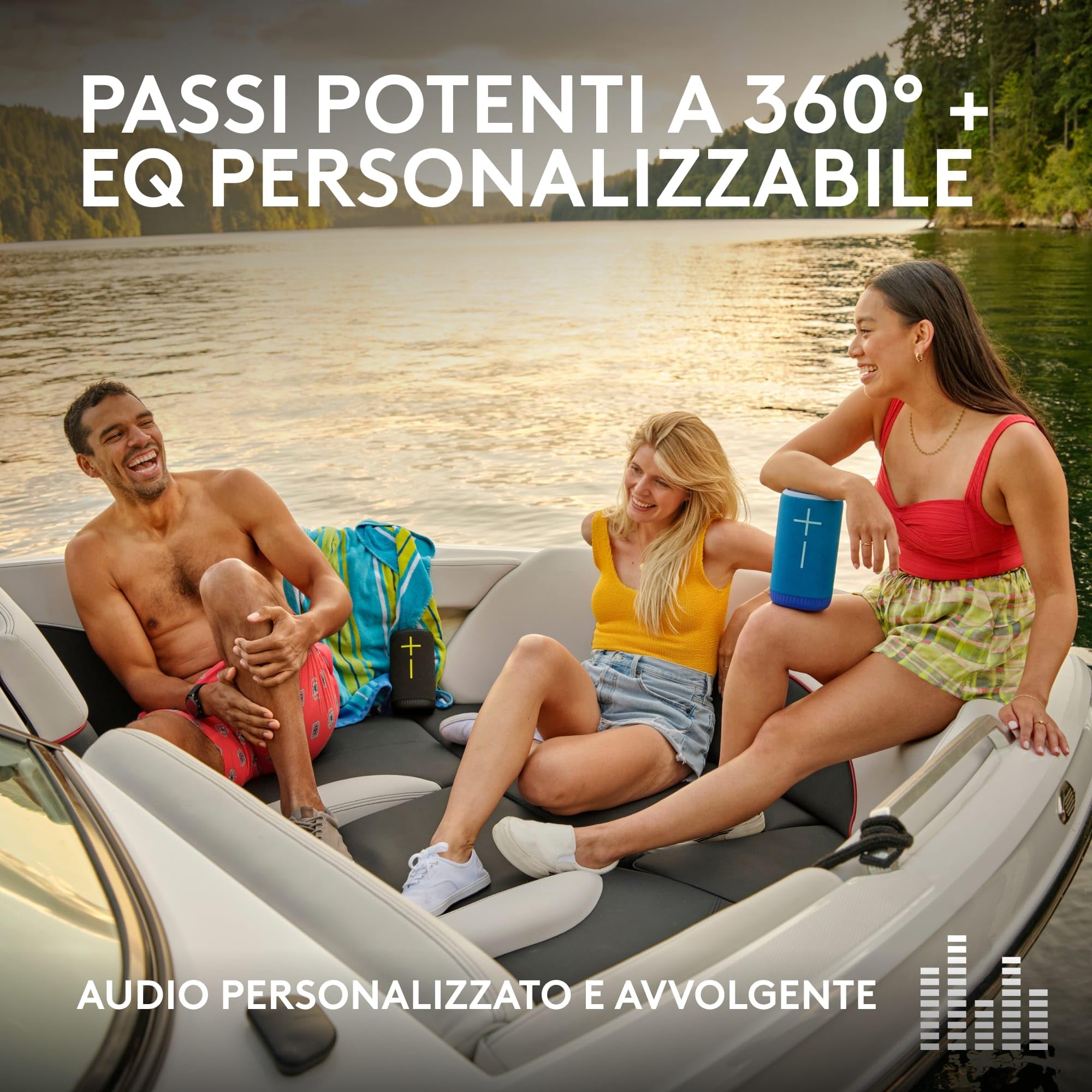 Ultimate Ears EVERBOOM Altoparlante Bluetooth wireless portatile, bassi ottimali, audio a 360 gradi, IP67 impermeabile e galleggiante, fino a 20 ore di durata della batteria - Nero