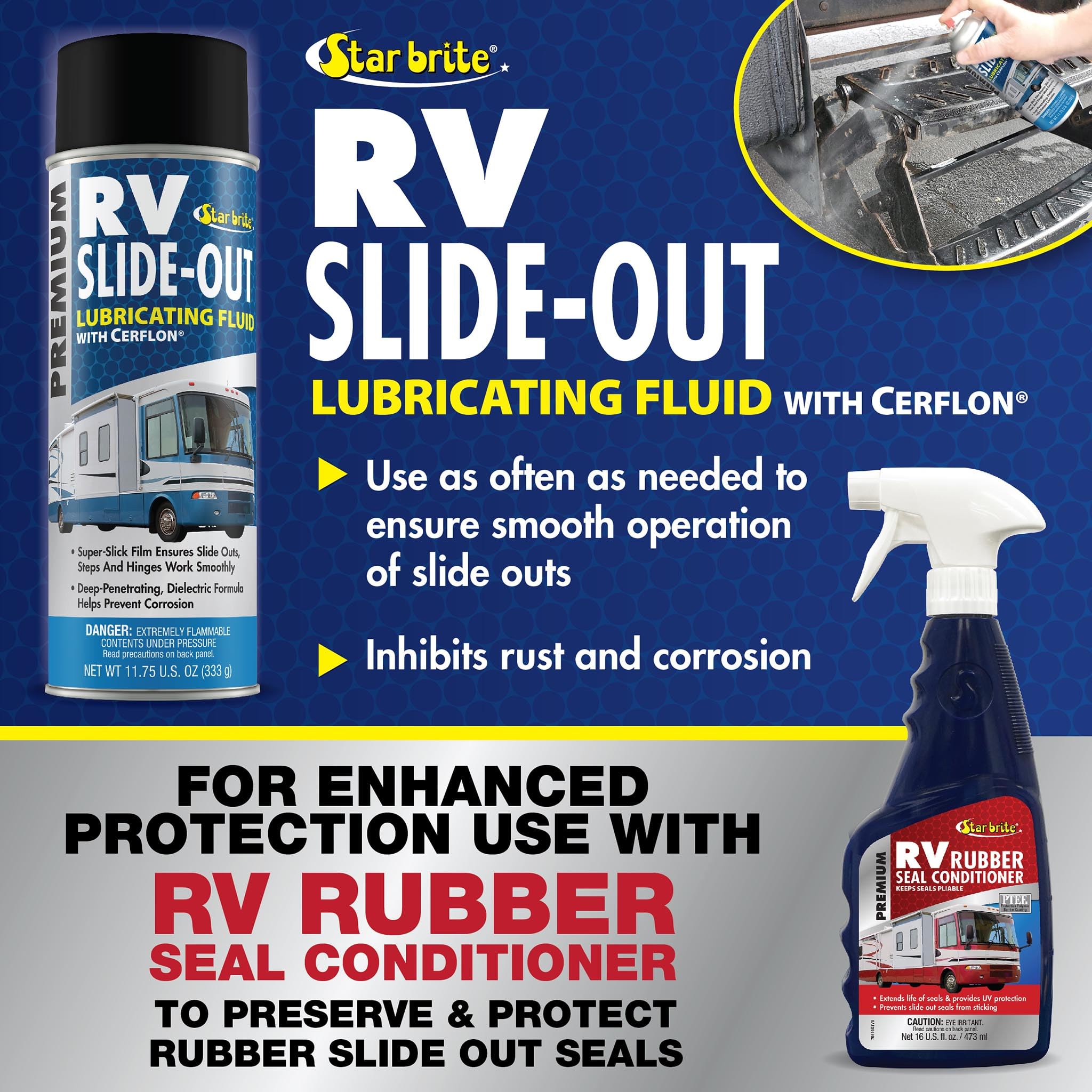 Amazon.com: STAR BRITE RV Slide-Out Lubricating Fluid with Cerflon -  Ultra-Slick, Deep-Penetrating, Corrosion Preventive Spray for RV Slide Outs  (078212) : Automotive