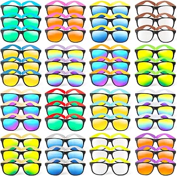 Sunglasses Bulk for Party favors, 48 Pack Neon Plastic Sunglasses with UV400 Protection, Great Gift for Birthday Supplies, Graduation, Summer Pool Beach Party favors, Goody Bag Filler for Boys Girls