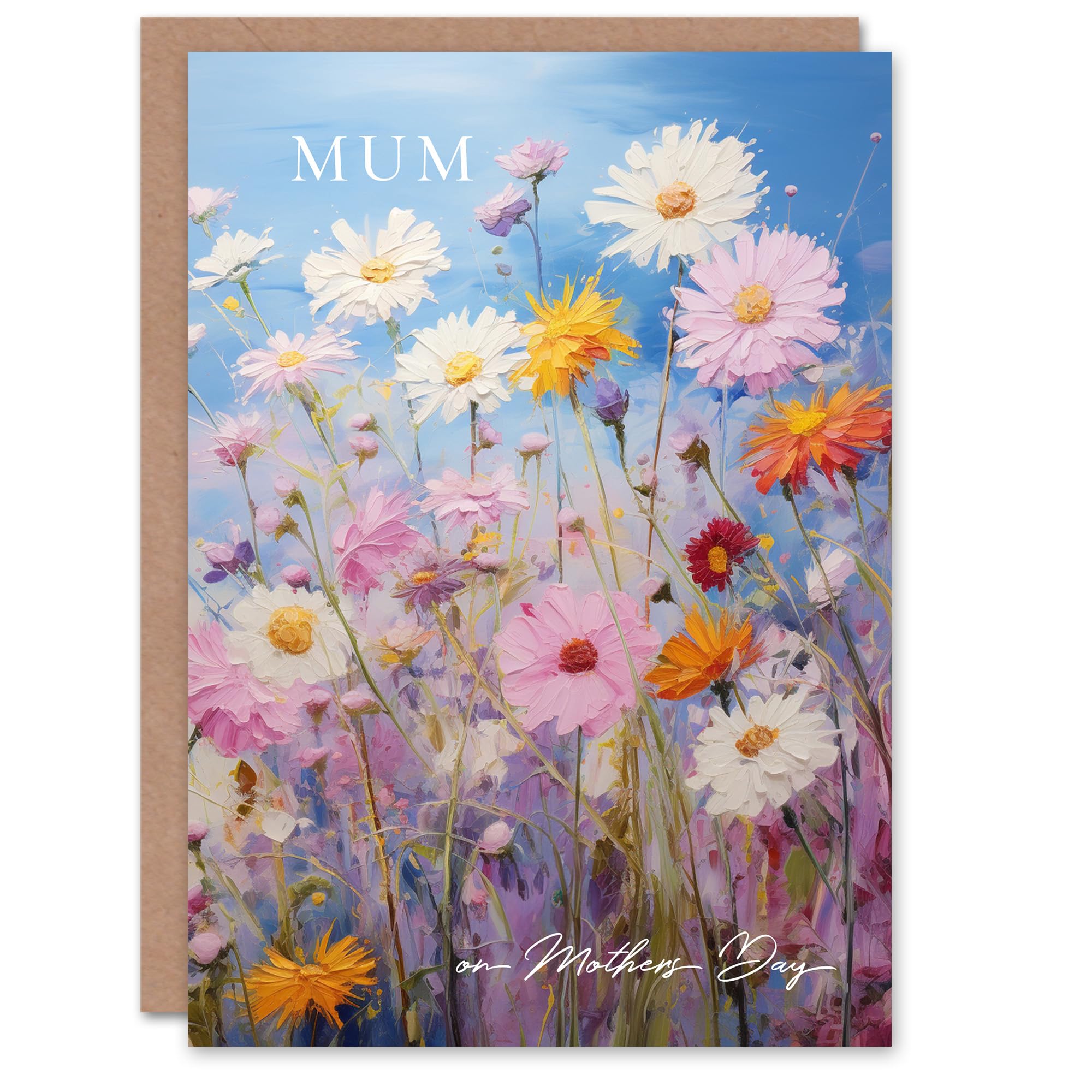 Artery8 Mother's Day Greeting Card Field of Wildflowers Mum Floral Painting For Mum