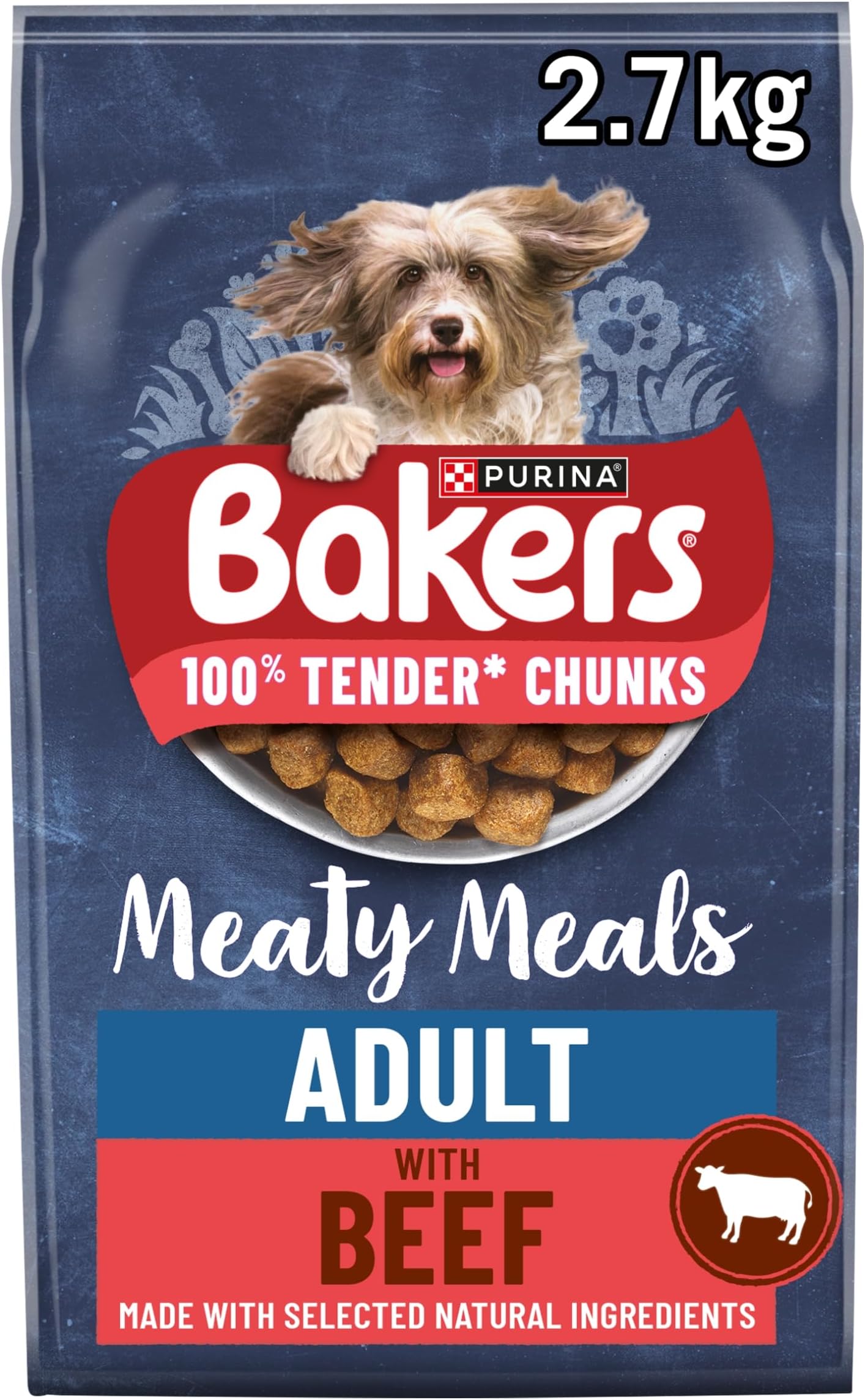 Meaty Meals Adult Dry Dog Food Beef 2.7kg (Pack of 4)