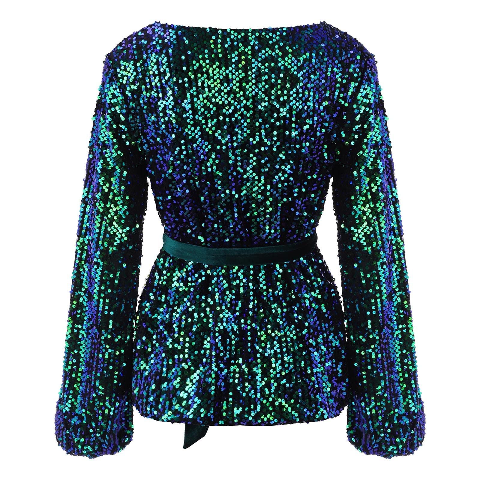 Générique Haut Femme Chic Et Elegant Brillante Sequins Tee Shirt Argenté Chemisier Carnaval Top Vetement Décontractée Rouge Paillette Manches 3 4 À Volants Tunique Paillettes