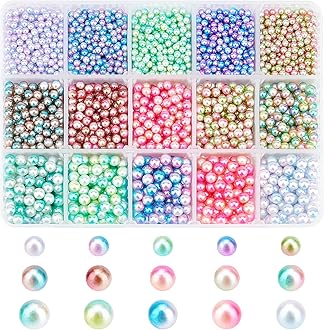 OLYCRAFT 150g Imitation Pearl Beads Bulk Rainbow Acrylic No Hole Faux ABS Pearls Beads Mermaid Round ABS Pearls Resin Filler Beads for DIY Craft Jewelry Making Wedding Party Decoration