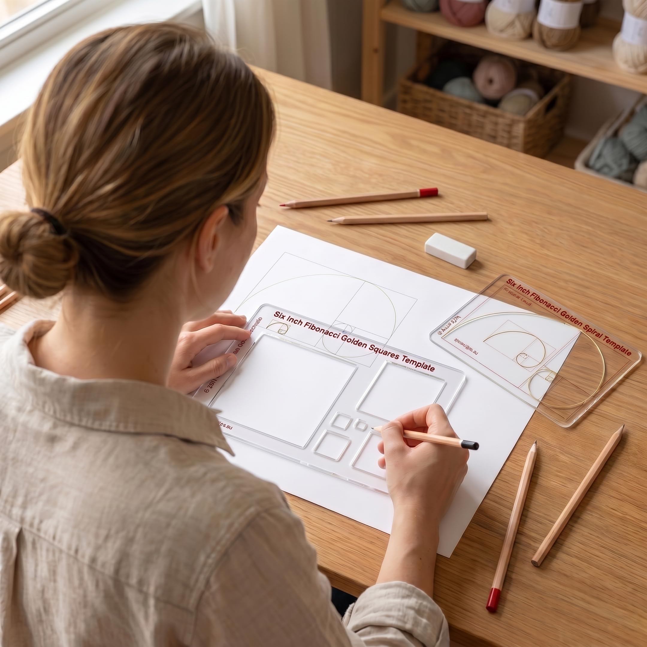 Fibonacci 6" 2-Piece Drawing Template Set, Golden Ratio Stencils