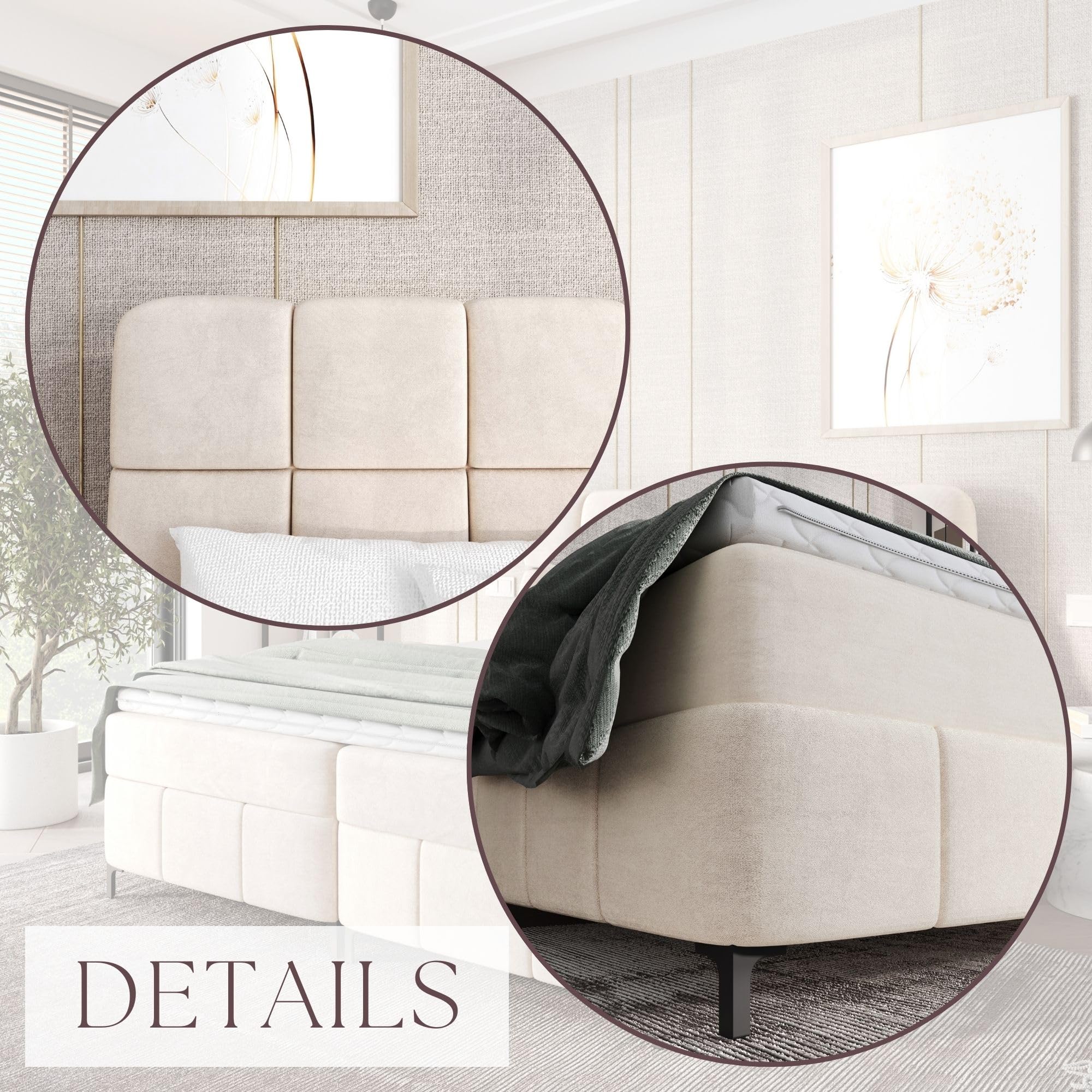 FURNISTAR Boxspringbett Cindy 160x200 mit Bettkästen und Topper | Doppelbett, Bonell-Matratze, Polsterbett, Bett, Bettgestell, Schlafzimmer - Dunkelblau