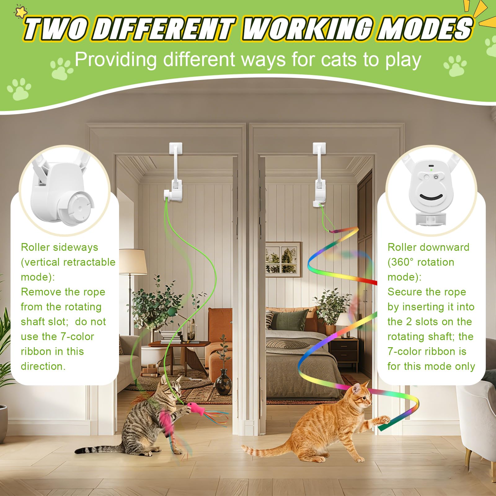 Automatisches fliegendes interaktives Katzenspielzeug für Indoor-Katzen – Sichere Jagd & Übungsstimulation für gelangweilte Kätzchen, Erwachsene & Mehrkatzenhäuser (Weiß)