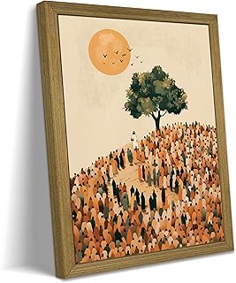 Framed Jesus Feeds the 5000 Wall Art, Vintage Christian Bible Art Canvas Prints, Inspirational Religious Artwork Wall Decor for Living Room Bedroom Prayer Room – 8x10in