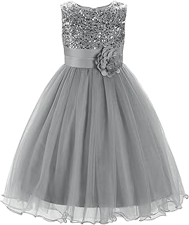 Little Girls' Sequin Mesh Flower Ball Gown Party Dress Tulle Prom - Buy now