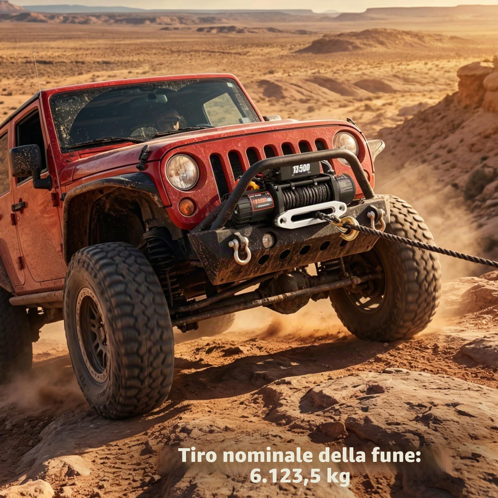 Verricello Elettrico 12 volt 13500lb/6120KG, IP68 Verricello Elettrico con 24m Corda Sintetica e Telecomando wireless, per carri rimorchi, fuoristrada, 4 x 4 veicoli,Traino UTV ATV
