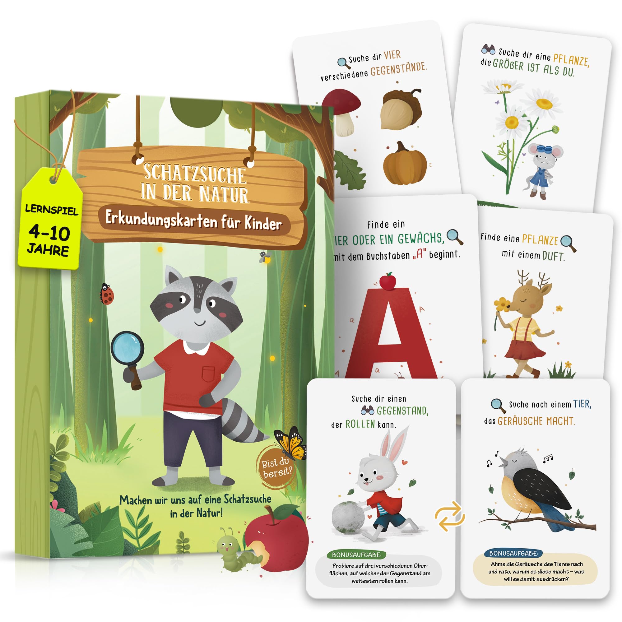 50 Entdeckerkarten für Kinder – Outdoor Spiel für Schatzsuche, Natur entdecken und Suchspiele im Freien, ideal für Garten, Park, Wald und Reisen
