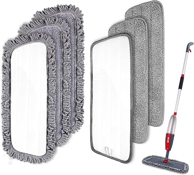 6pcs Microfiber Spray Mop Replacement Heads for Wet/Dry Mops Flat Replacement Heads for Floor Cleaning and Scrubbing Microfiber Pros Reusable Mop Pads