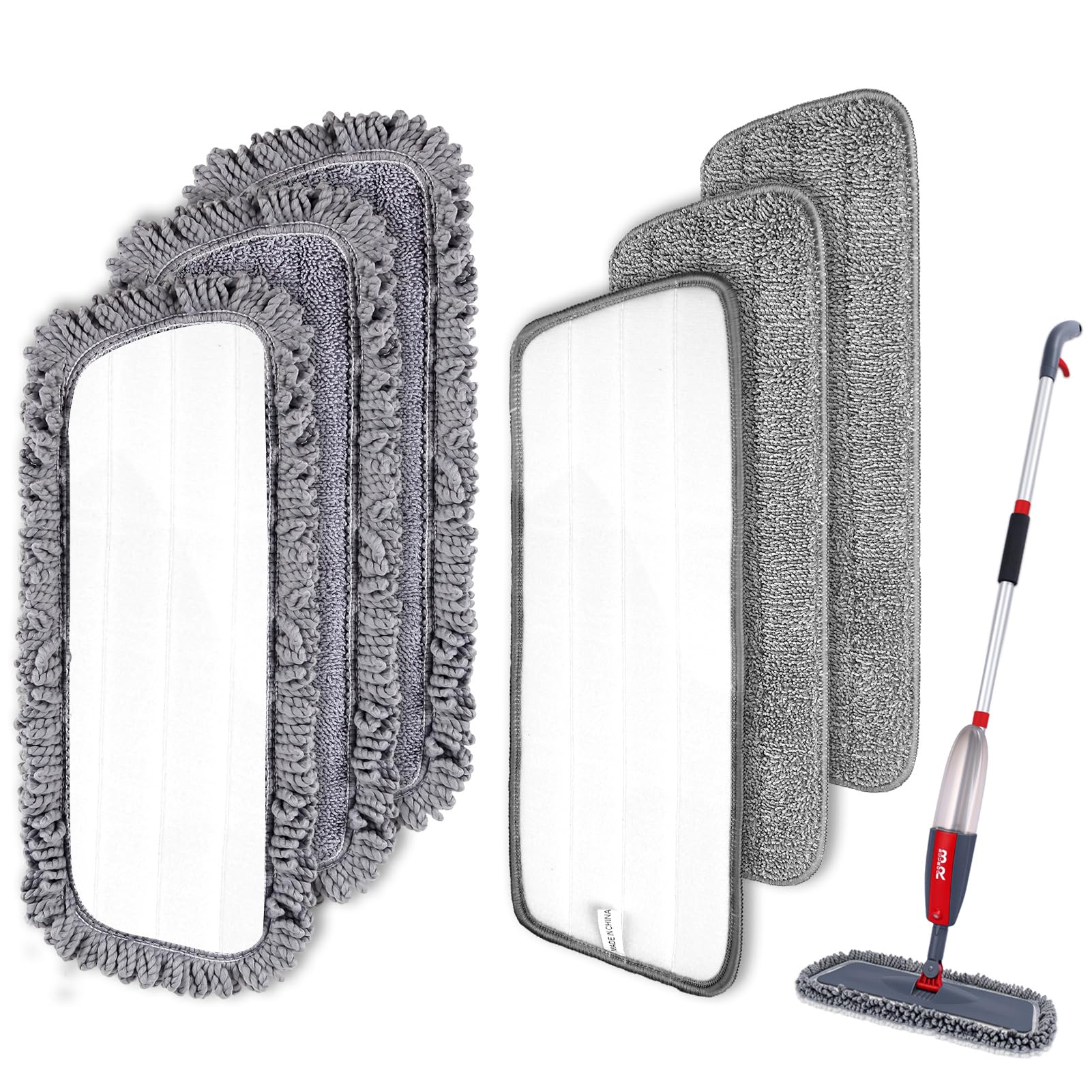 6pcs Microfiber Spray Mop Replacement Heads for Wet/Dry Mops Flat Replacement Heads for Floor Cleaning and Scrubbing Microfiber Pros Reusable Mop Pads