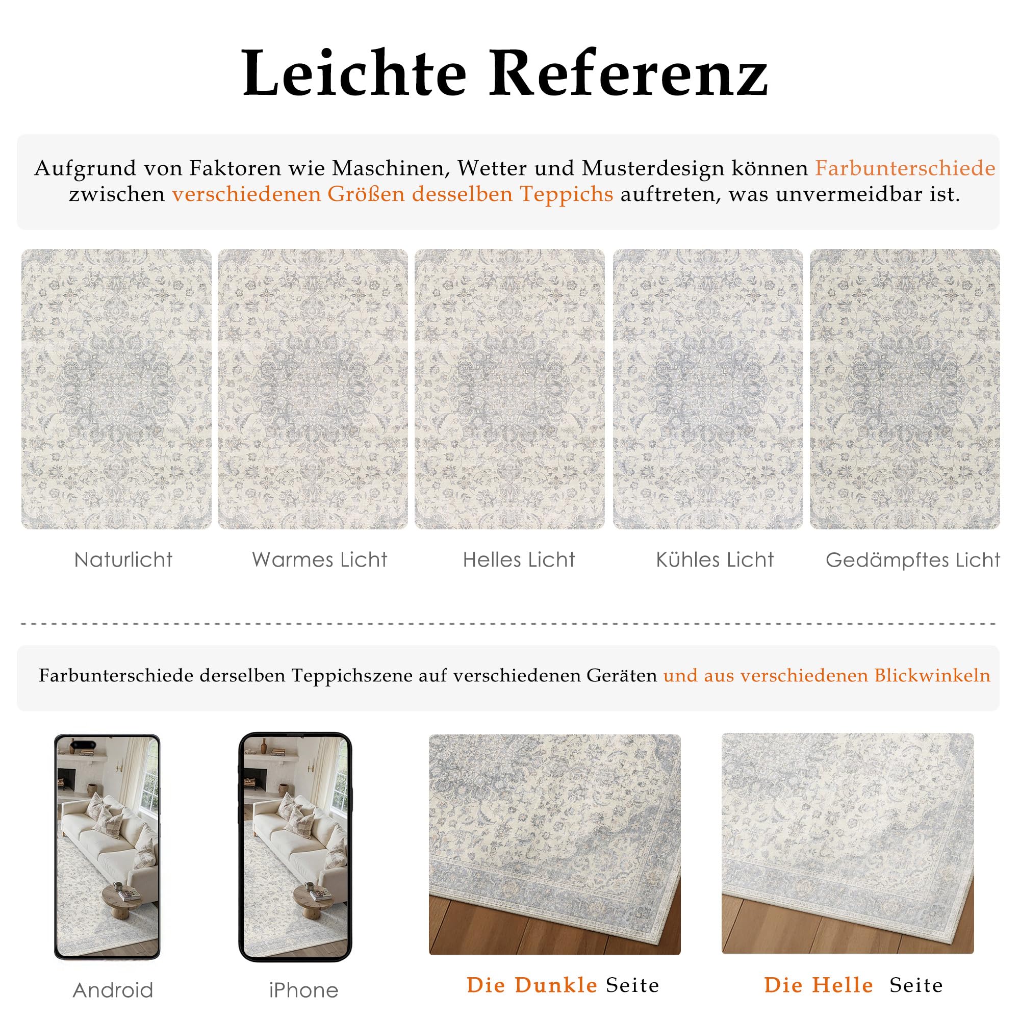 PureCozy Vintage Tapis Salon 160x230cm Gris Antidérapant Chambre Enfant Rug Lavable en Machine Grand Rugs Salle a Manger Bureau Salle de Jeux Carpets Interieur Doux Poil Ras Carpet