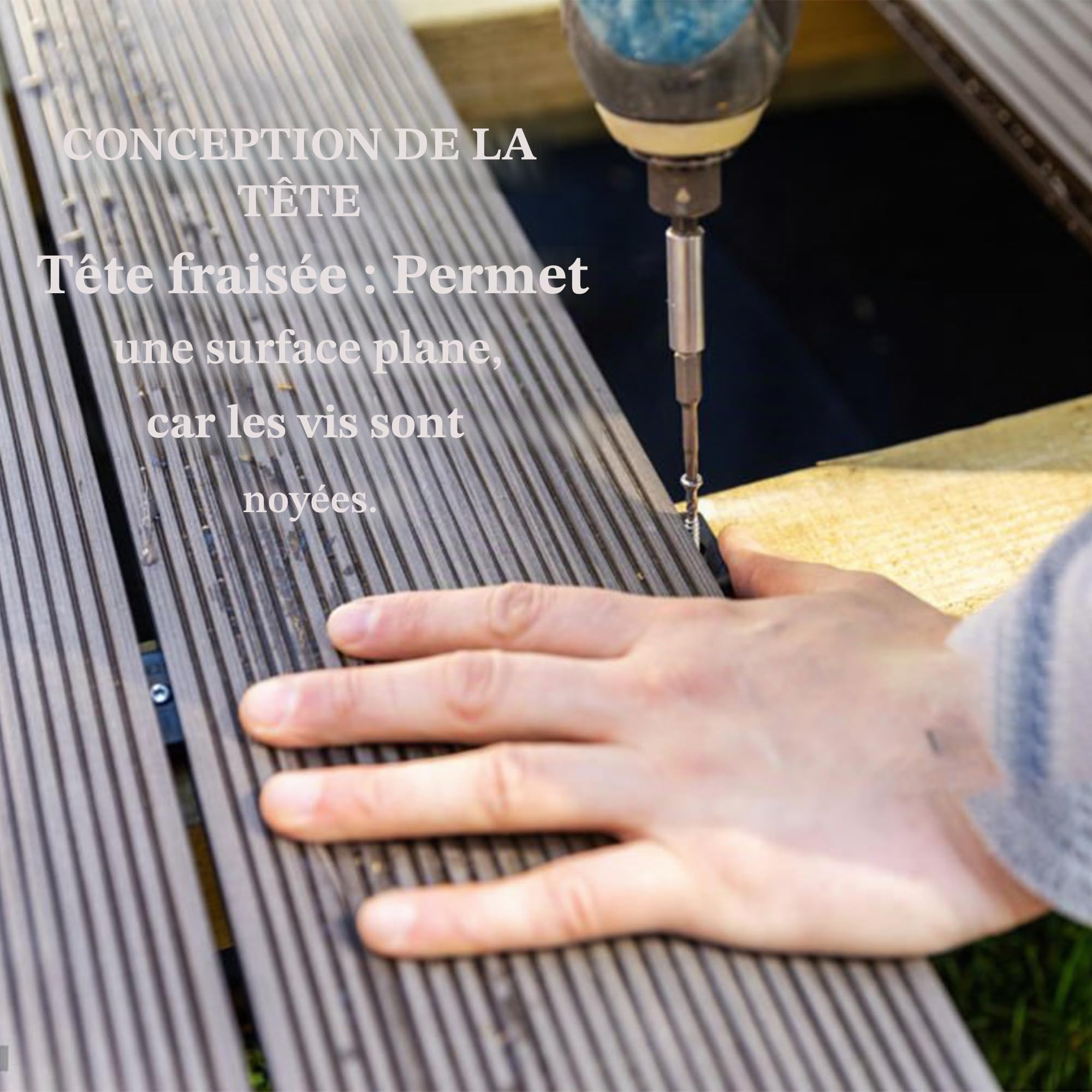 TCO - Vis pour terrasse 5x50 acier inoxydable A2-200 vis pour planches + 1 embouts T25 - Idéales pour Extérieur (construction de terrasses & en bois de construction, abris de jardin etc.)