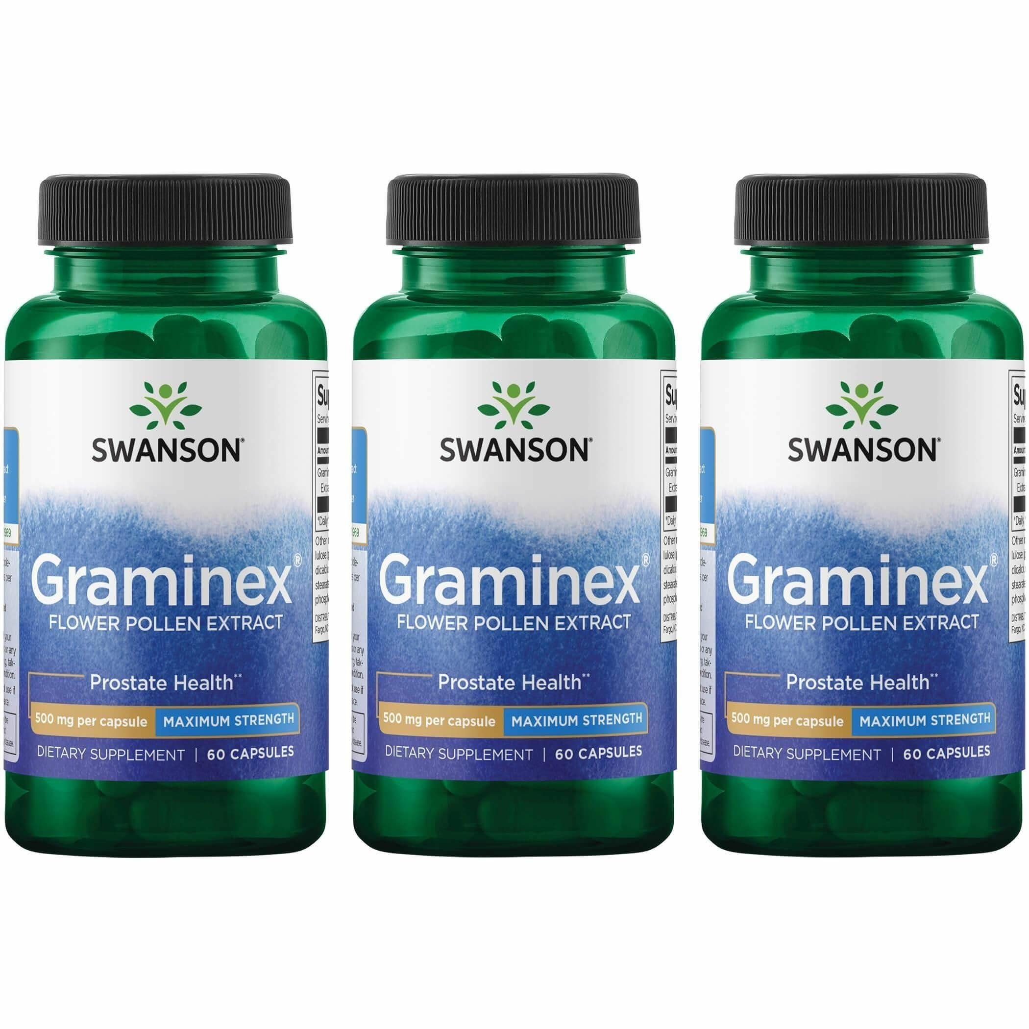 Swanson Maximum Strength Graminex Flower Pollen Extract (60 Capsules, 3 Pk) 60 Count (Pack of 3)