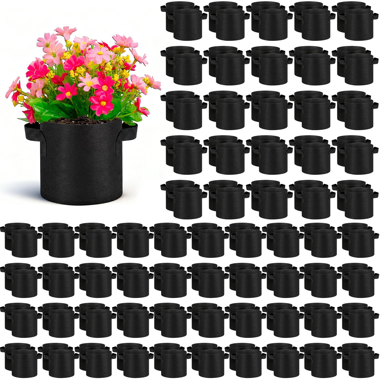 Nuanchu 200 Packs 1 Gallon Grow Bags Bulk Aeration Fabric Pot with Handles