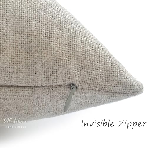 Miniatura 33 de Hofdeco Juego de 2 fundas de almohada decorativas neutras con borlas marroquíes, rayas beige y gris, 18 x 18 pulgadas Rayas Beige Gris,Puntos