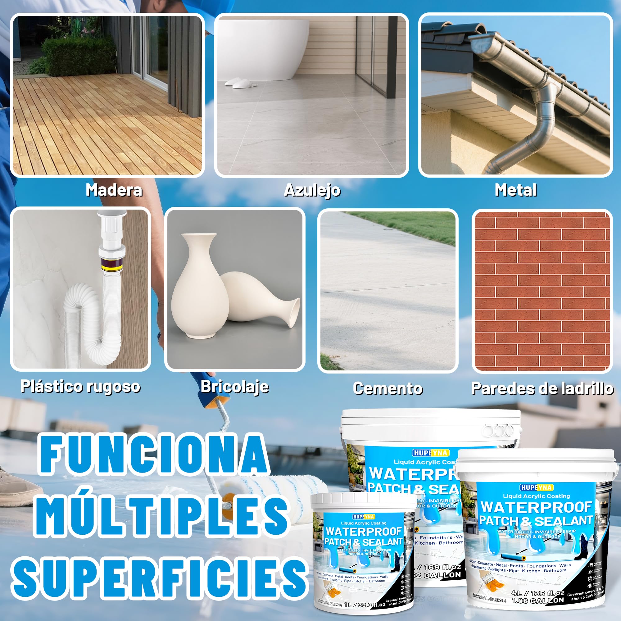 Impermeabilizante Transparente, Líquido Revestimiento Impermeable Reparador Waterproof Anti-Fugas, Sellador Invisible Impermeable para Interiores y Exteriores Pegamento Impermeable 4L