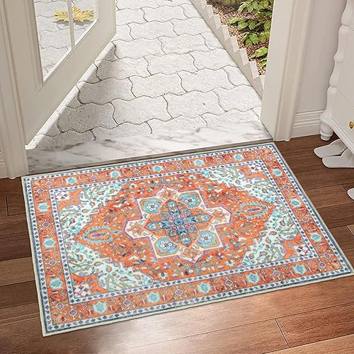 Miniatura 29 de Collive Tapete lavable para interiores, tapete retro antideslizante de 20 x 32 pulgadas, alfombra de entrada de absorción rápida, tapete de entrada