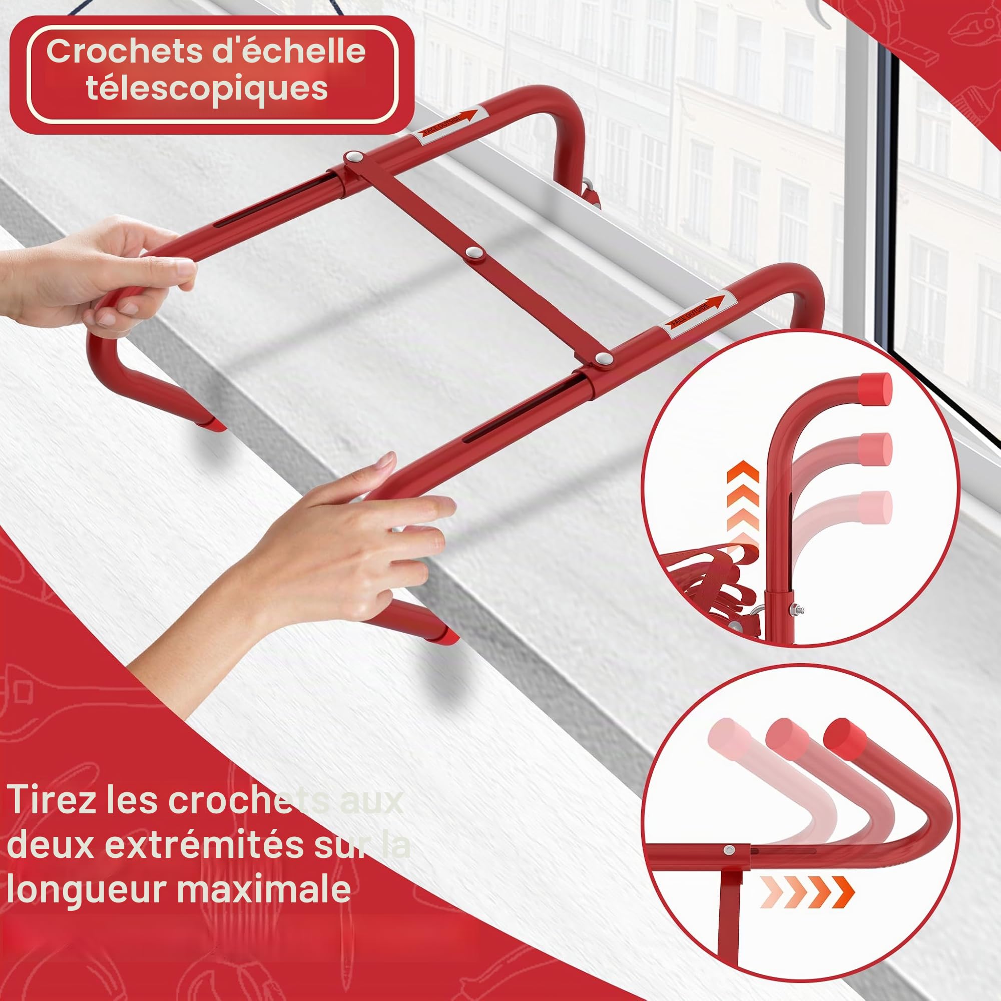 YRHome Échelle de sauvetage en aluminium ignifuge de 15 m pour usage domestique - Échelle de sécurité pliable - Échelle de secours - Échelle de pompier pour les situations d'urgence - 450 kg - Pour la