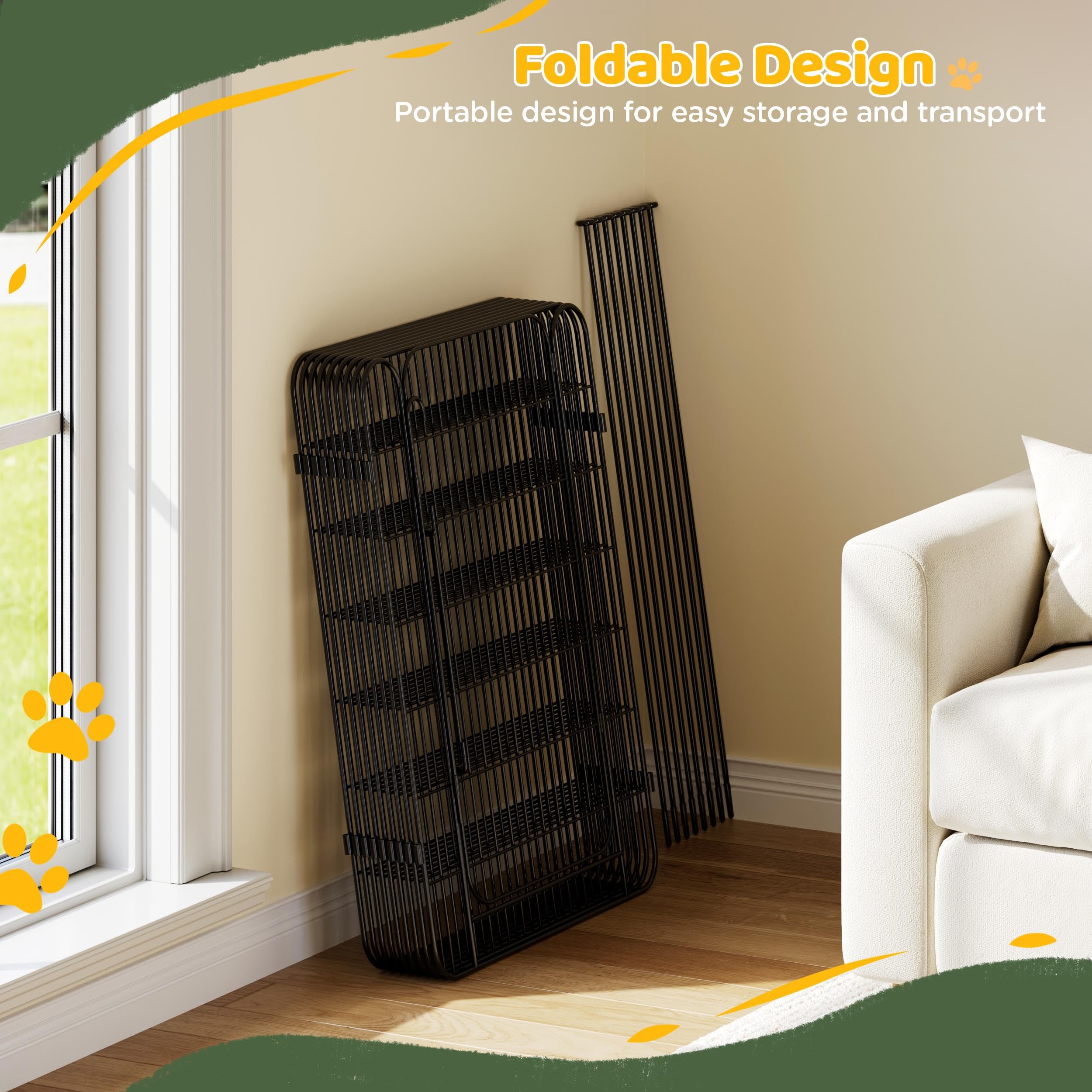 Yaheetech 8 Panneaux Parc pour Chien 60 x 80cm Enclos Chiens Interieur Cage Pliant Métal Extérieur