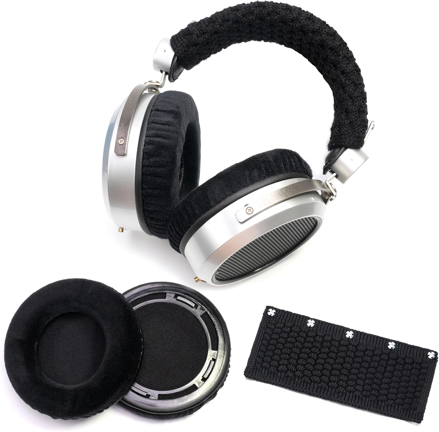 Smooth Velour Ear Pads Pure Wool Headband Cushion Cover Refresher Kit Compatible with Hifiman SUNDARA HE400 HE400SE 400I 400S HE560 560I HE500 300 350 HE3 5 6 Headset (Black Refresher Kit)