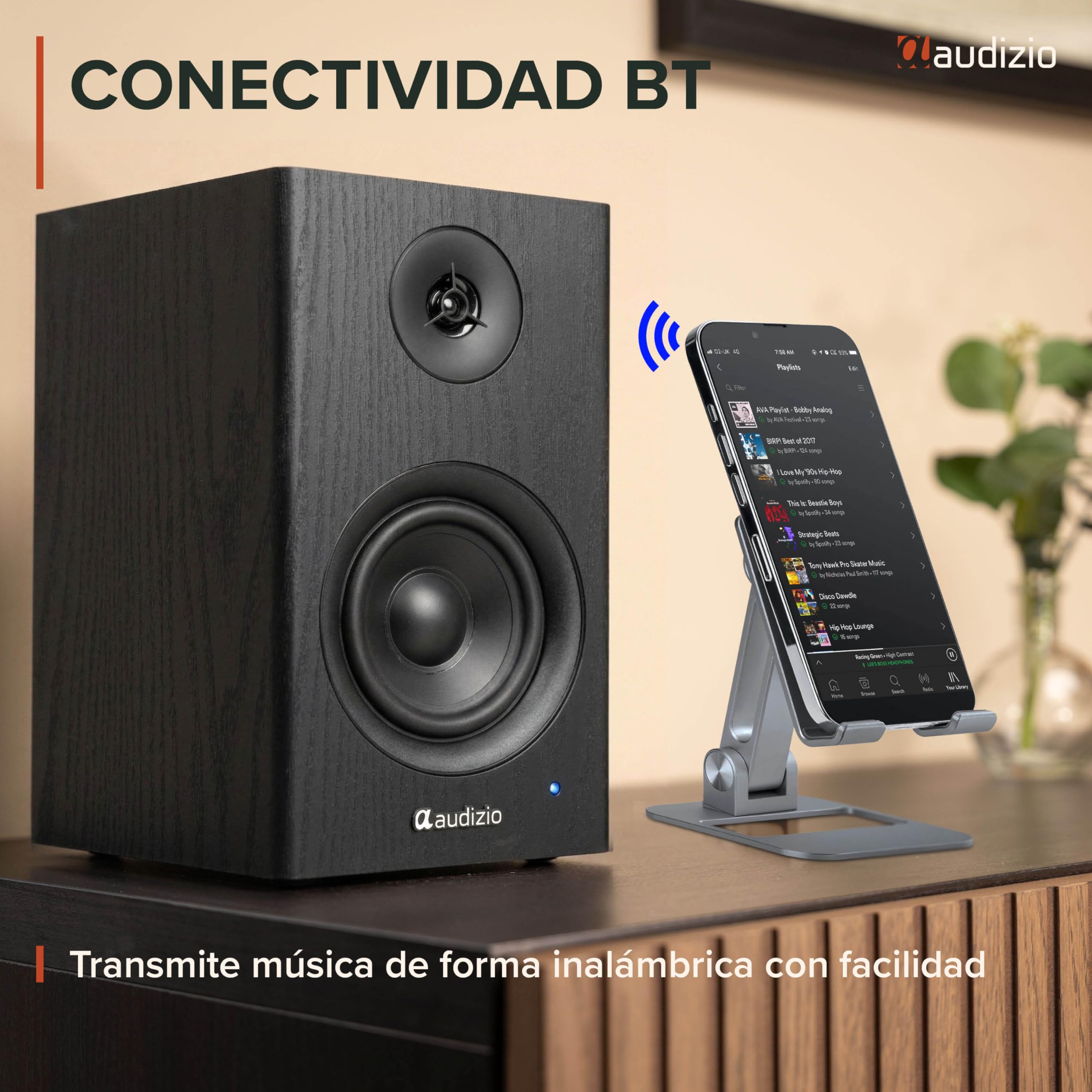Audizio BS15 – Altavoces Activos de estantería 60W con Bluetooth 5.3, HDMI ARC, RCA, USB y MicroSD, Equipo HiFi para casa, Home Cinema y Altavoces para Tocadiscos Vinilo y Ordenador, Color Negro