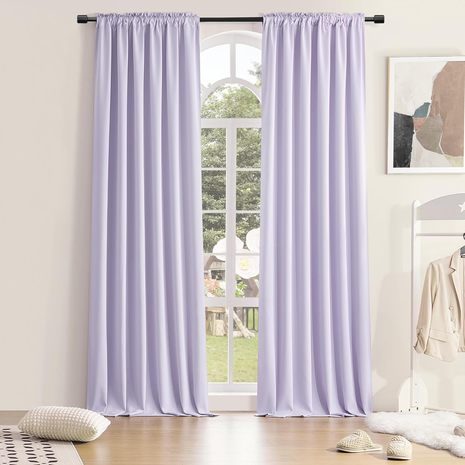 DONREN 96 Inches Long 2 Panels Blackout Curtain Panels for Bedroom - Rod Pocket Thermal Insulated Drapes for Living Room(Lavender Purple,52 W x 96 L) Lavender 52"W x 96"L (Pack of 2)