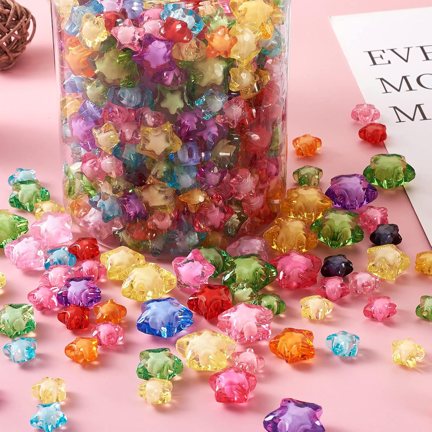 Cheriswelry 500pcs Transparent Acrylic Star Bead Candy Color Loose Spacer Beads Twinkle Star Handmade Crafts Beads for DIY Craft Jewelry Bracelet Necklace Jewelry Making