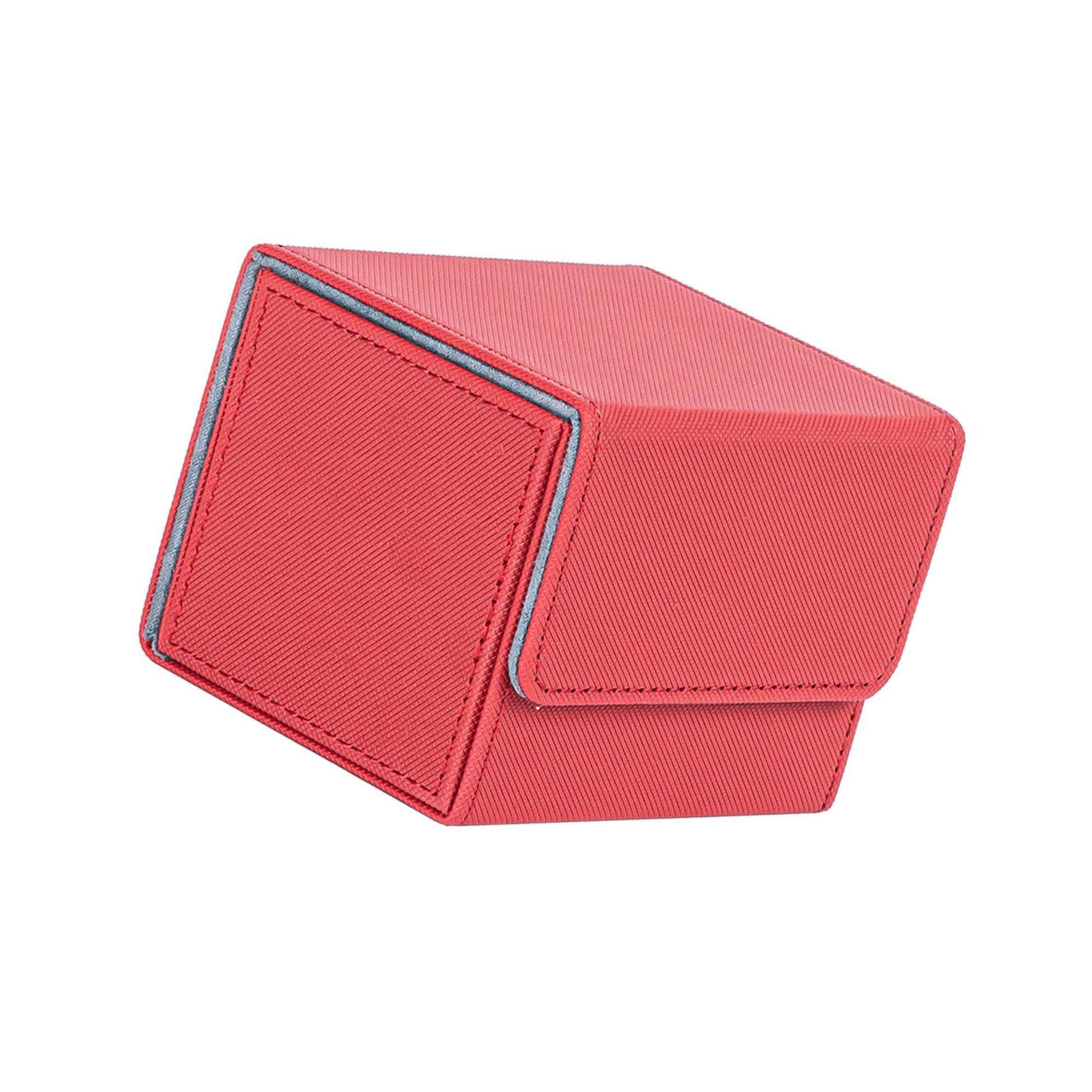 KIXZSAZ Cards Storage Box Compact and Sturdy Card Deck Case Games Compatible, Red, 105x90x80mm
