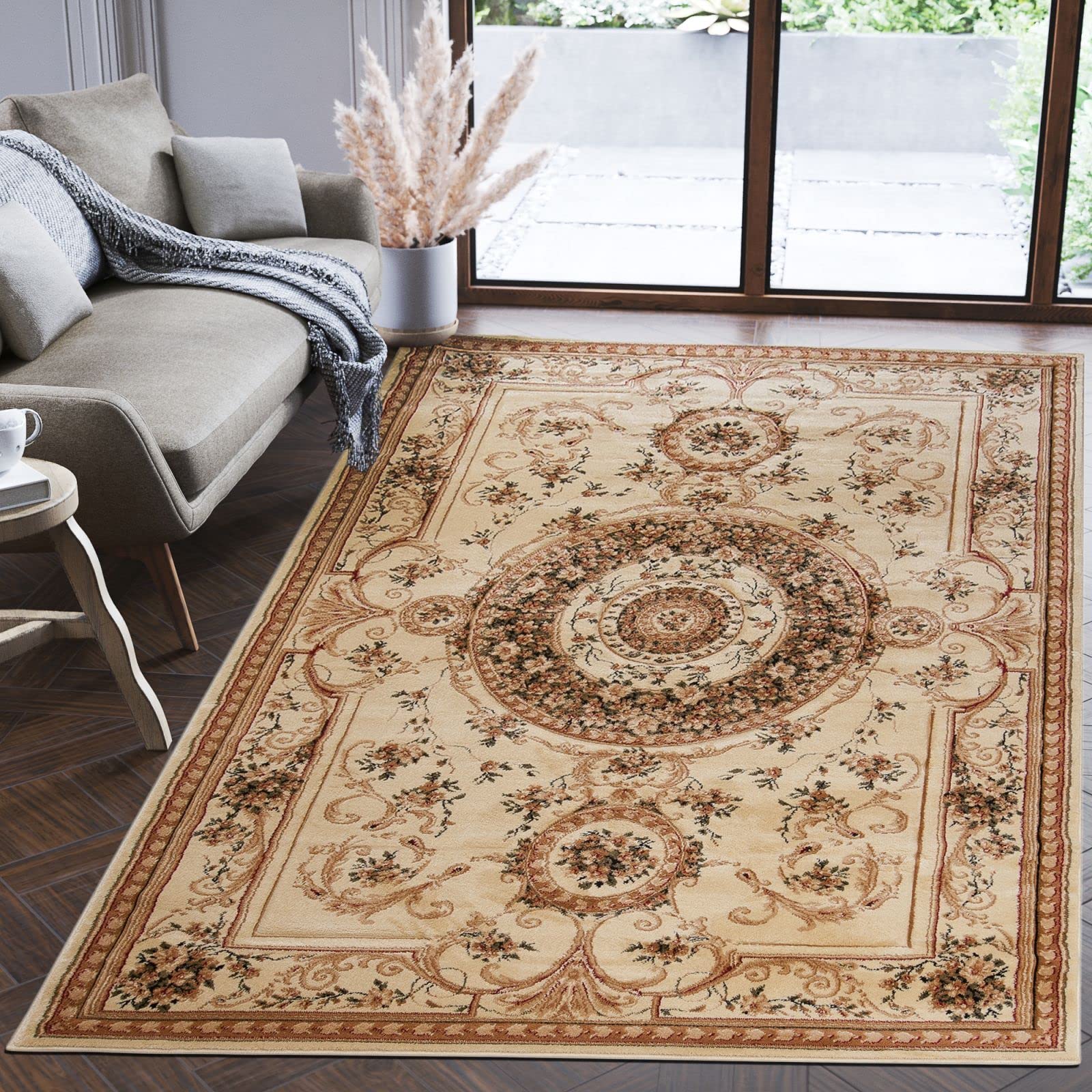 Mazovia Vloerkleed Oosters - Tapijt Kortstondig Pooltje - Tapijten Traditioneel Oosters Patroon - Decoratie Tapijt Woonkamer, Slaapkamer, Eetkamer - OEKO-TEX Carpet - Rug 180x250cm - Beige