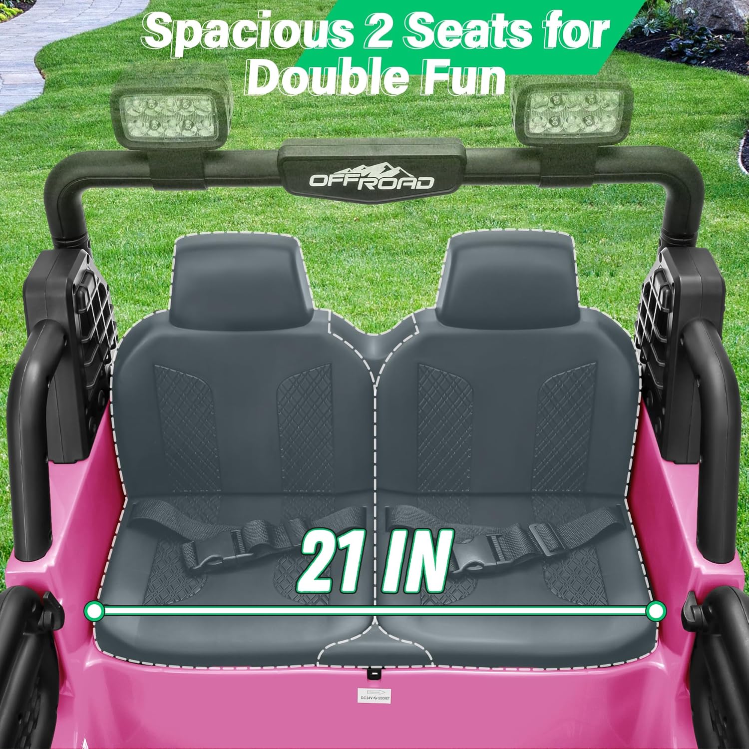Car for Kids, XL 24V 2 Seater Ride On Electric Car w/Remote Control, 24volt Battery Powered Electric Vehicle w/ 20" Large Seat, 130lbs Weight Capacity, Bluetooth