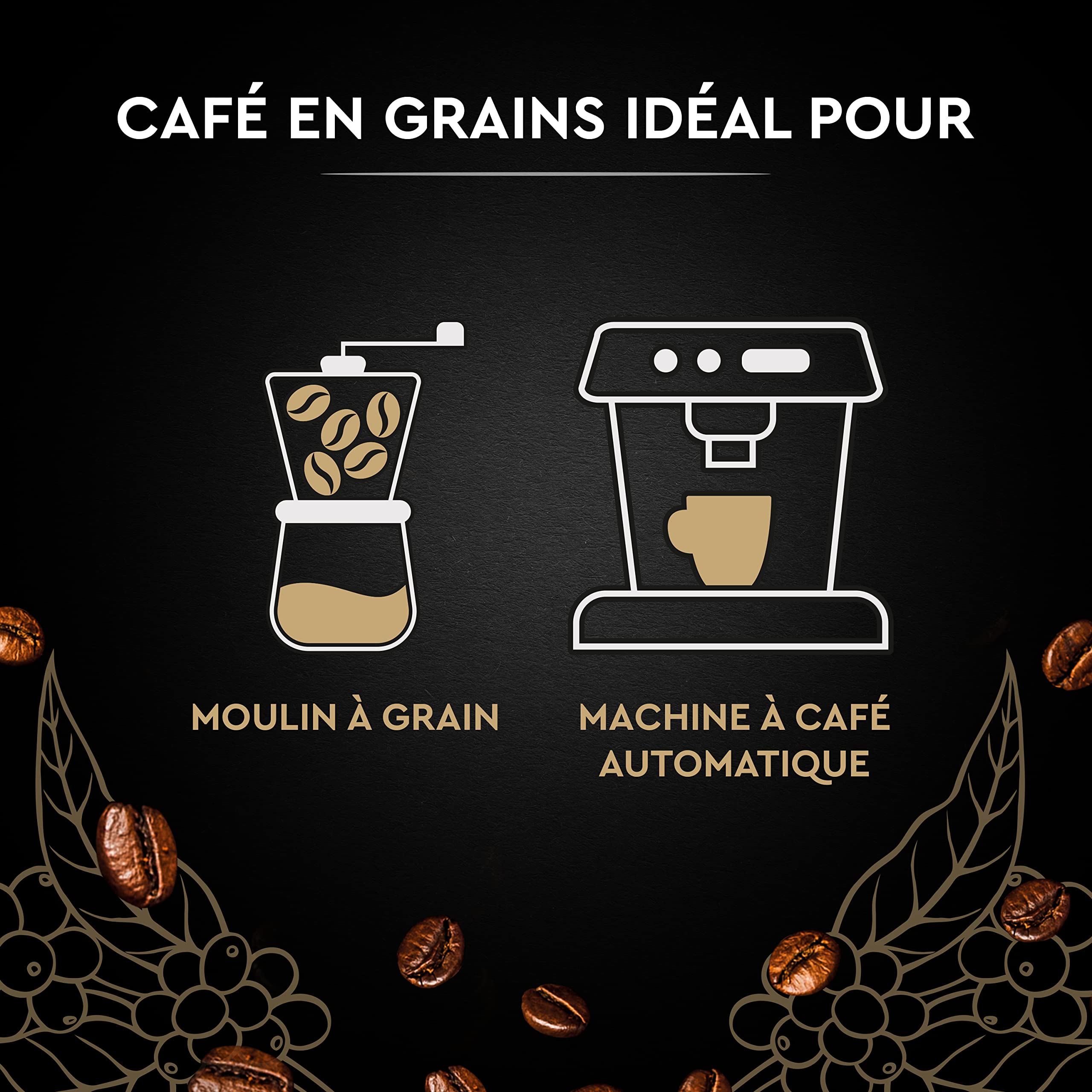 Carte Noire Café en Grains Classique, Pur Arabica, Certifié Rainforest Alliance, 2 Paquets de 1 kg