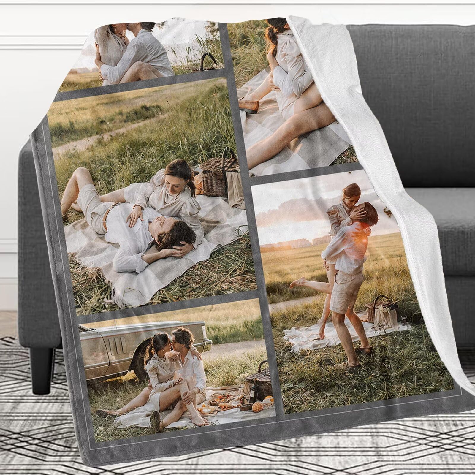 MIHOSI Custom Blanket with Picture, Personalized Blankets for Adults Kids - Customizable Photo Blanket, Customized Blankets as Gifts for Mom Dad