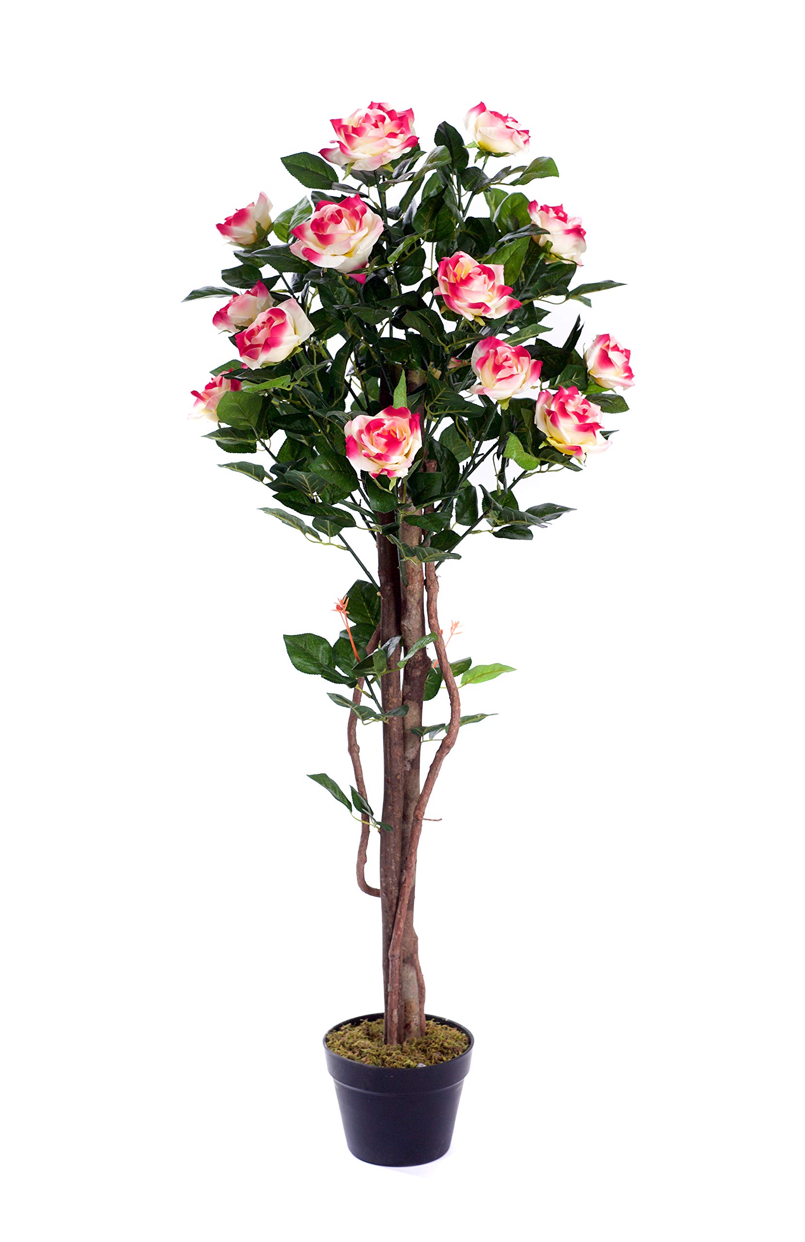 Best Artificial 4ft 120cm Rose Flower Tree garden conservatory office plant (Multi-Coloured)