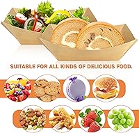 Vista 5 de Oomcu Paquete de 150 bandejas desechables de papel kraft marrón de 1/2 libra, bandejas para perros calientes a granel, pequeños botes reciclables