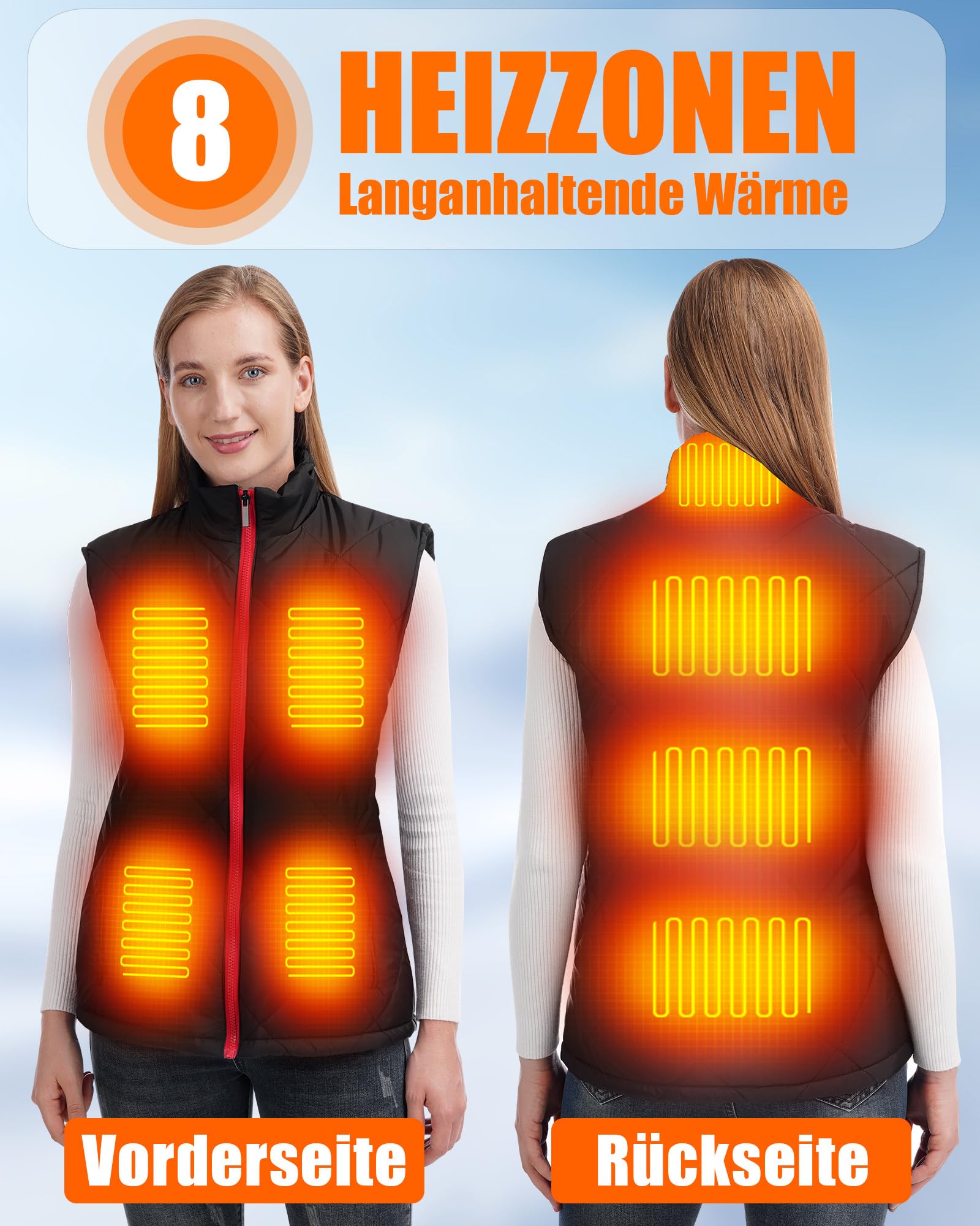 CYCYHEAT Gilet riscaldato per donne e uomini, giacca trapuntata leggera riscaldante, batteria 7,4 V 10000 mAh