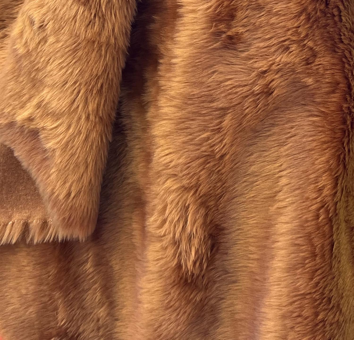 Zahra Rust 0.5 Inch Short Pile Soft Faux Fur Fabric for Fursuit, Cosplay Costume, Photo Prop, Trim, Toss Pillow, Crafts, Brown, Yard (58x36'')