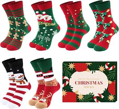 TAXTYHRE Lot De 4 Paires Chaussettes Noël – Chaussettes Festives Mignonnes Père Noël, Renne, Bonhomme De Neige – Cadeau Fun Unisexe Pour Fêtes