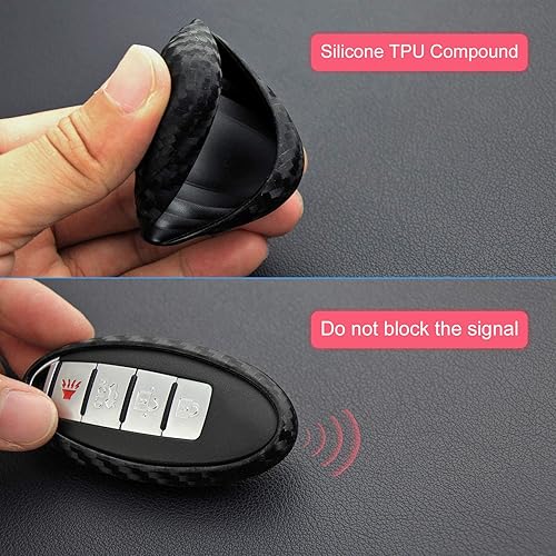 Miniatura 3 de Funda de silicona suave con textura de fibra de carbono para Nissan 370Z Altima Armada Frontier GT-R Leaf Maxima Murano Pathfinder Rogue Sentra