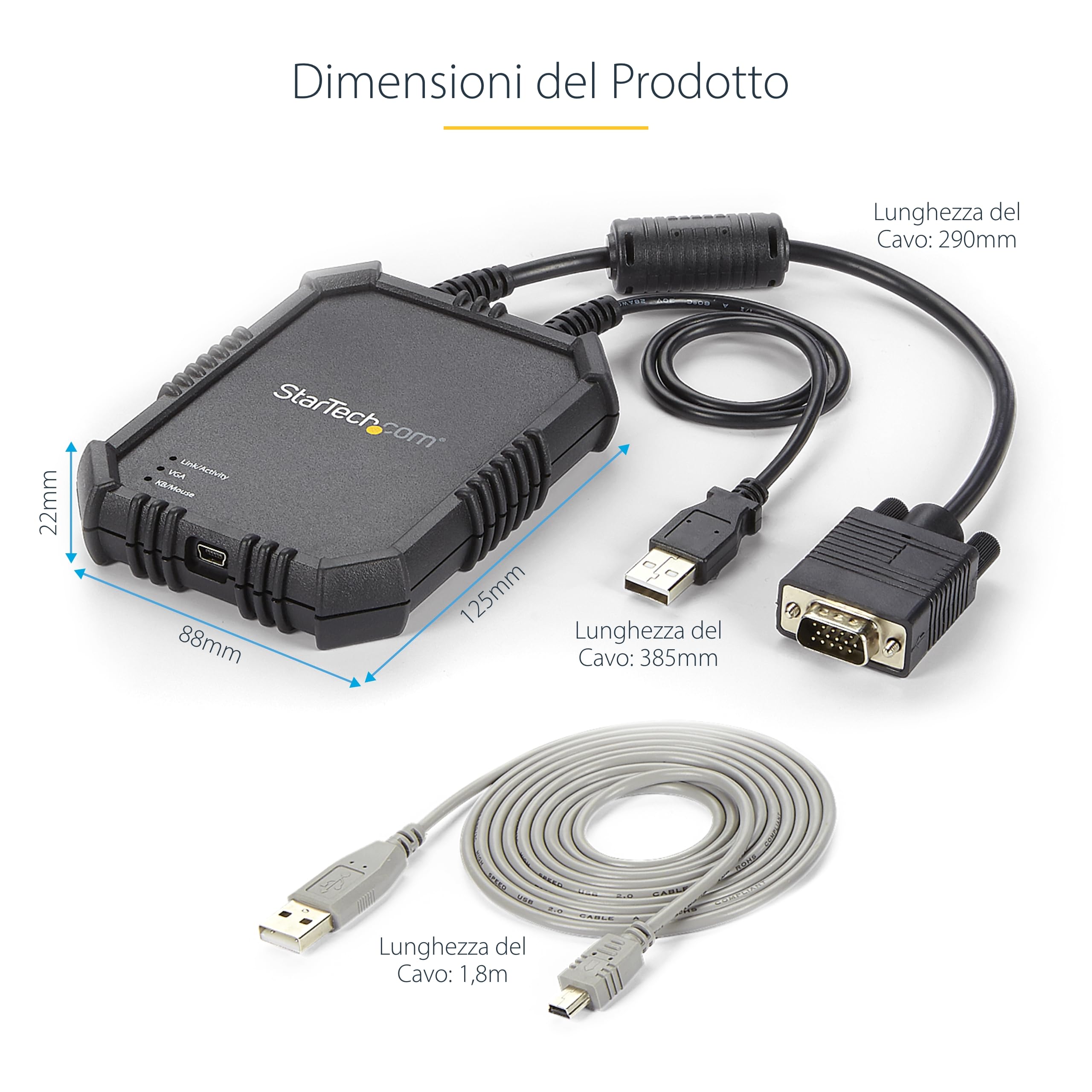 StarTech Adattatore Crash Cart Robusto, Console KVM USB/VGA (NOTECONS02X) | Alloggio robusto e resistente, Trasferimento file, Acquisizione video, Ideale per uso sul campo